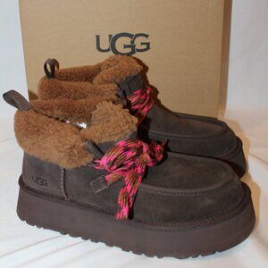 NIB UGG‎ WOMEN'S FUNKARRA PLATFORM SUEDE SHEARLING LINED ANKLE BOOTS